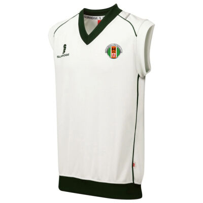 Junior Curve Cricket Sleveless Jumper : Green Trim Thumbnail